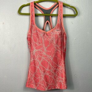 Nike Dri-Fit Pink Print Keyhole Racerback Tank Top Medium